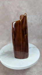 Vase vintage cheval en céramique brune