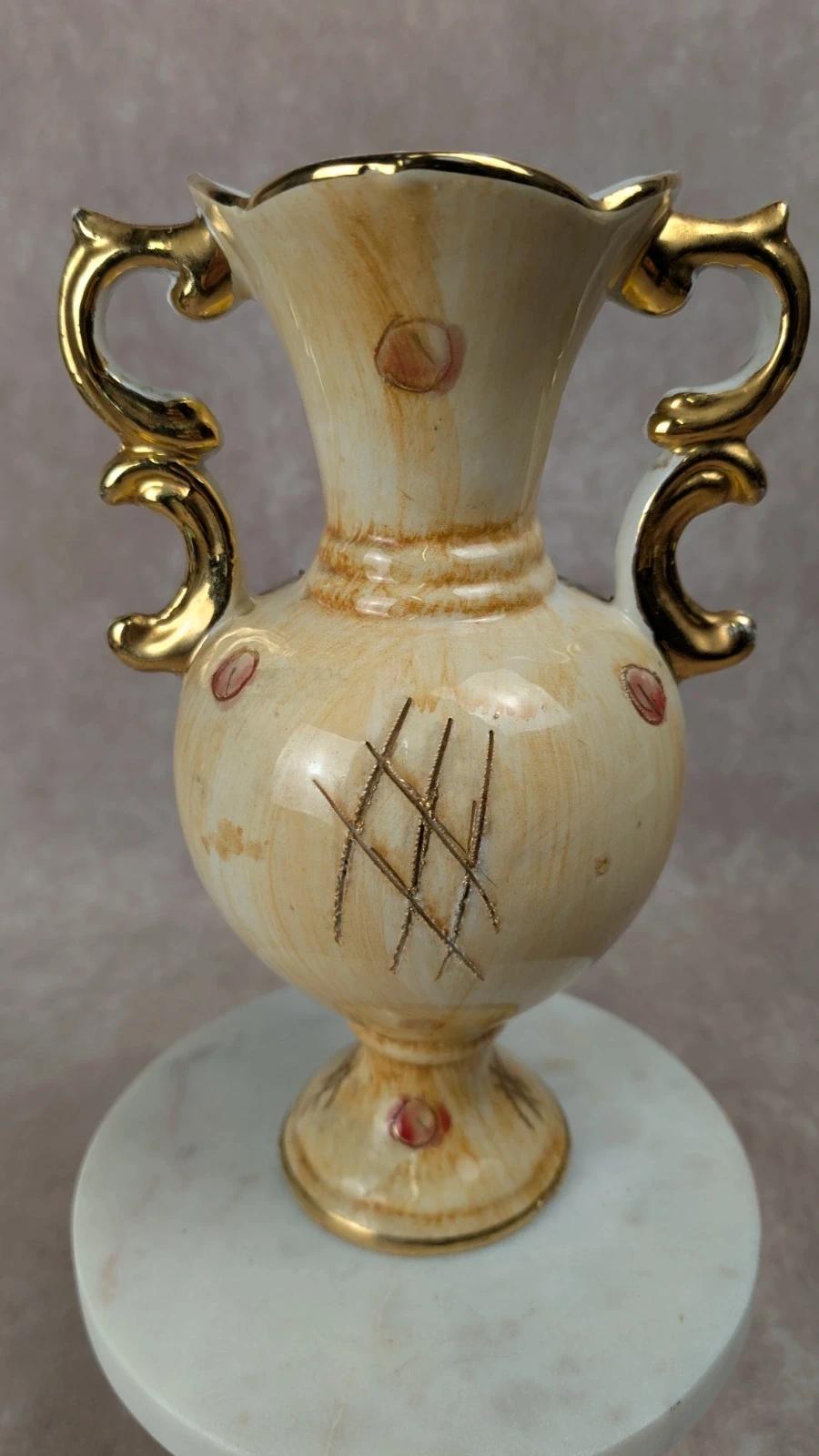 Vase vintage décor floral & dorures – Icar Italie
