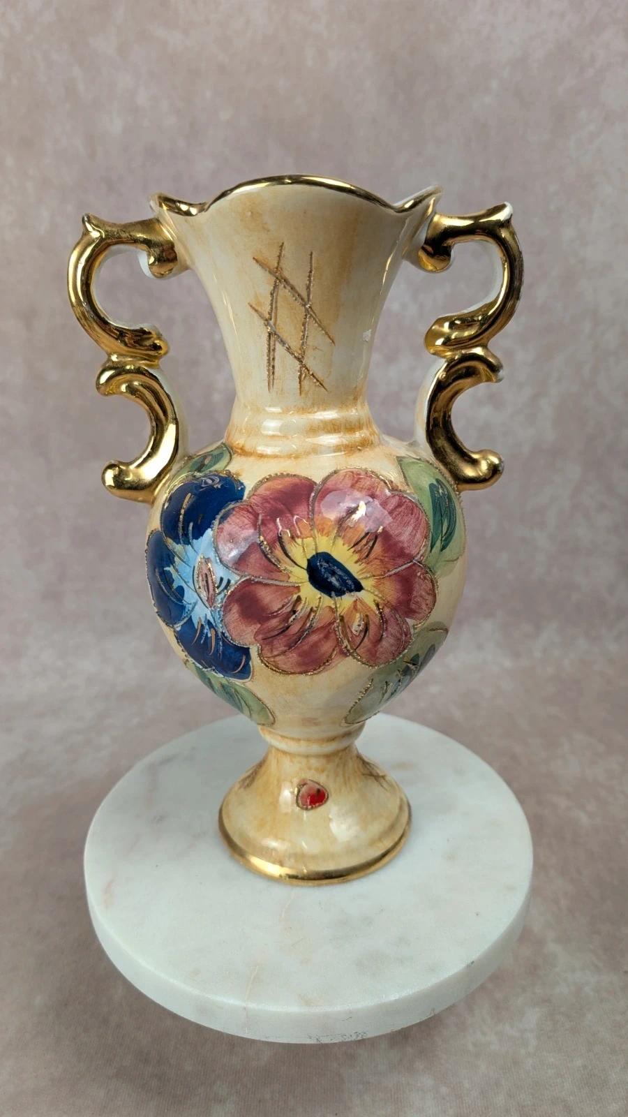 Vase vintage décor floral & dorures – Icar Italie