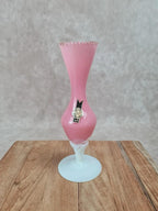 🌸 Vase vintage en opaline rose et blanche, fabrication italienne