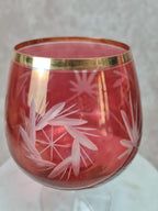 Verre ballon ancien en cristal rouge taillé & doré 🥂