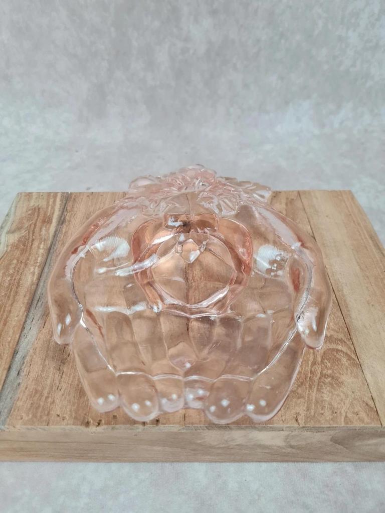 🪞 Vide - poche / cendrier vintage en verre rose main jointes 🍇