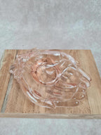 🪞 Vide - poche / cendrier vintage en verre rose main jointes 🍇