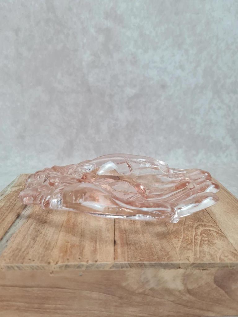 🪞 Vide - poche / cendrier vintage en verre rose main jointes 🍇