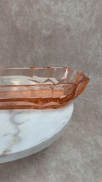 Vide - poche ou porte - savon ancien en verre rose