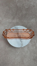 Vide - poche ou porte - savon ancien en verre rose
