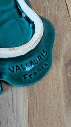 Vide - poche vintage Vallauris – modèle feuille verte émaillée