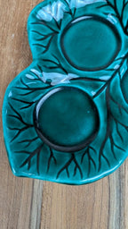 Vide - poche vintage Vallauris – modèle feuille verte émaillée